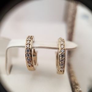 14KTGP .925 Swarovski CZ Huggie Hoops